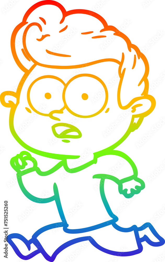 Fototapeta premium rainbow gradient line drawing shocked cartoon man