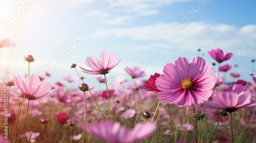 cosmos flower with vibrant in the field  beautiful sun flower
