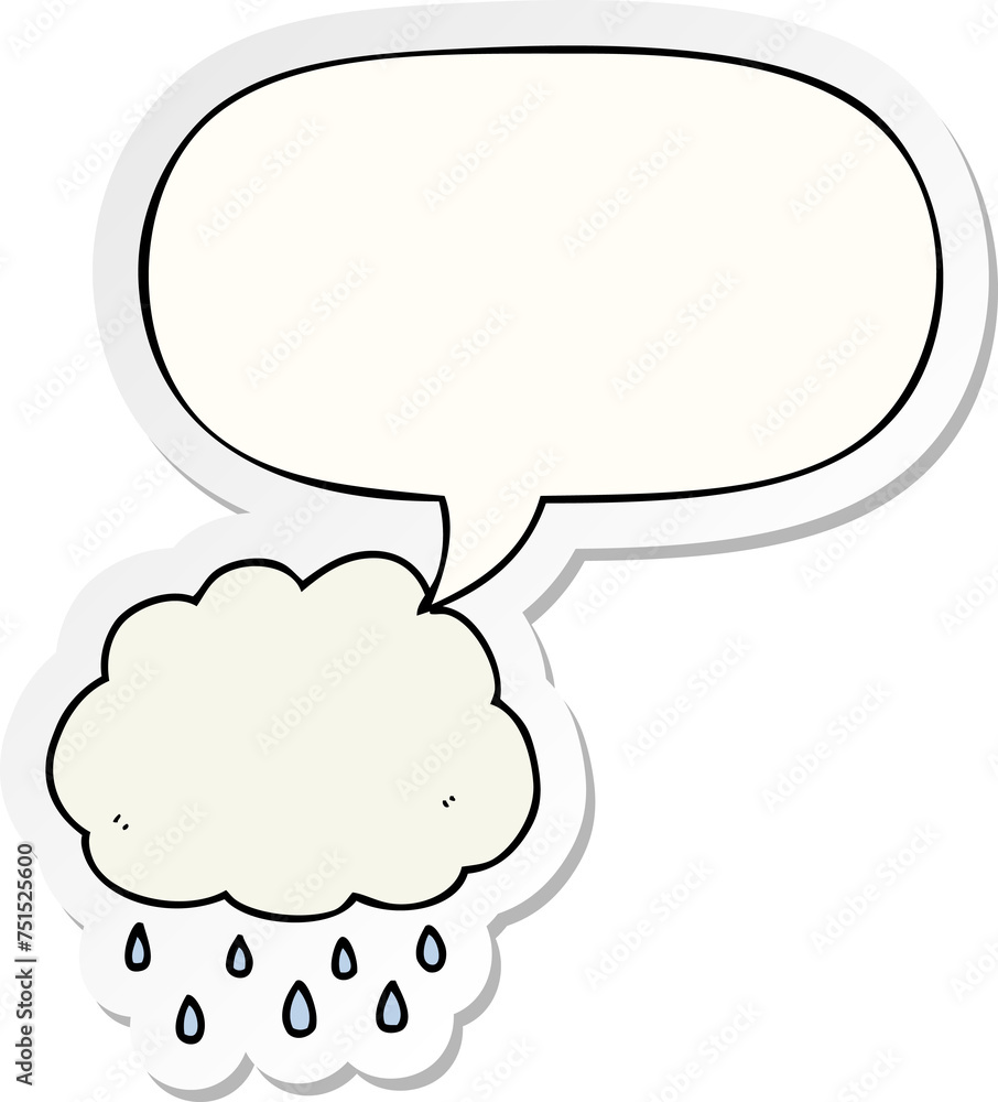 cartoon rain cloud and speech bubble sticker cartoon rain cloud and speech bubble sticker