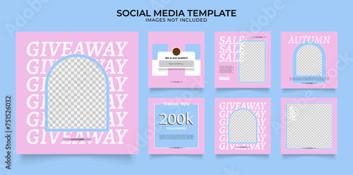 social media template banner blog fashion sale promotion. fully editable instagram and facebook square post frame puzzle organic sale poster. fresh colorful vector background