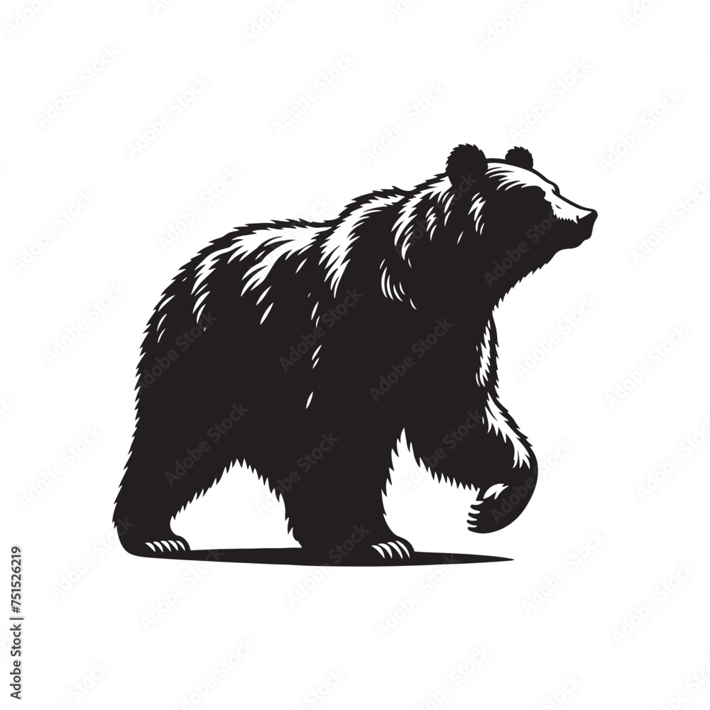 Obraz premium Wild Majesty: Vector Bear Silhouette - Capturing the Untamed Beauty of Nature's Noble Creature in Elegant Form. Vector Bear Illustration.