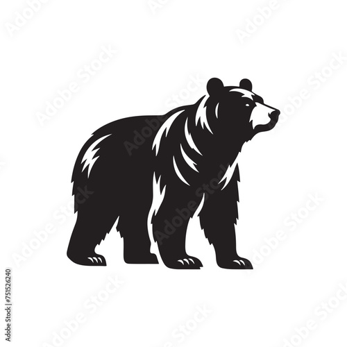 Wild Majesty: Vector Bear Silhouette - Capturing the Untamed Beauty of Nature's Noble Creature in Elegant Form. Vector Bear Illustration.