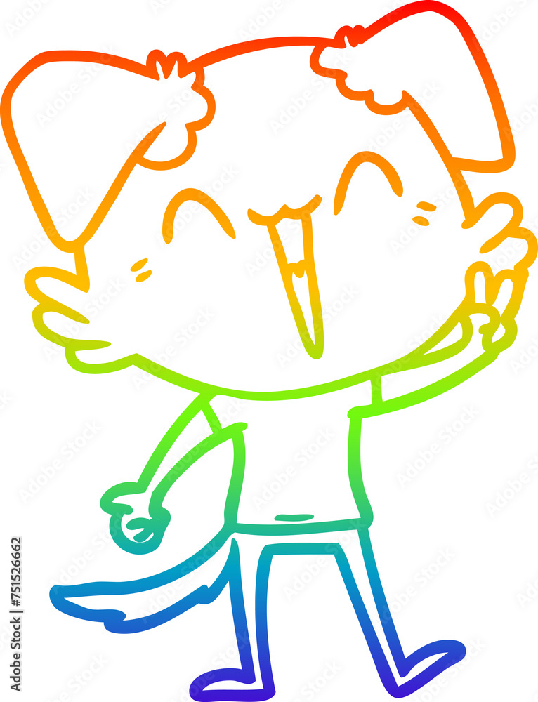rainbow gradient line drawing happy little dog cartoon rainbow gradient line drawing happy little dog cartoon