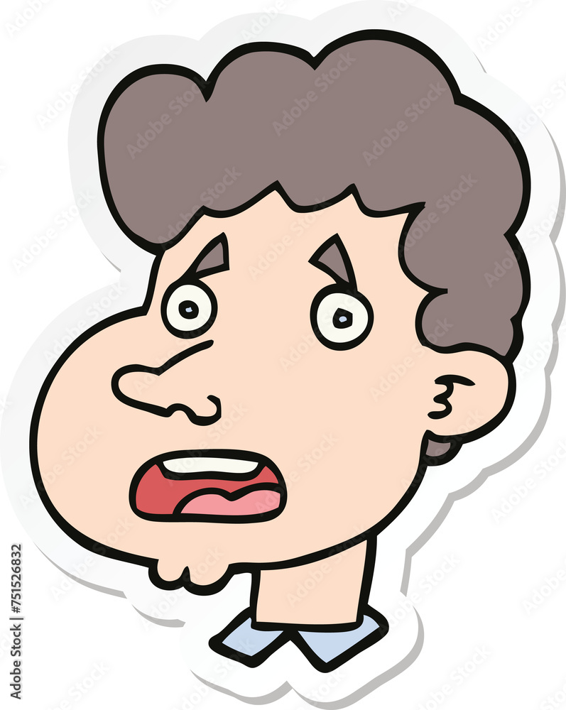 sticker of a cartoon shocked man