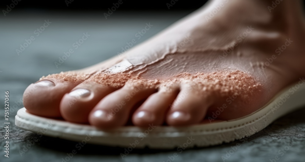 Footwear in focus - A close-up view of a foot in a sandal Footwear in focus - A close-up view of a foot in a sandal