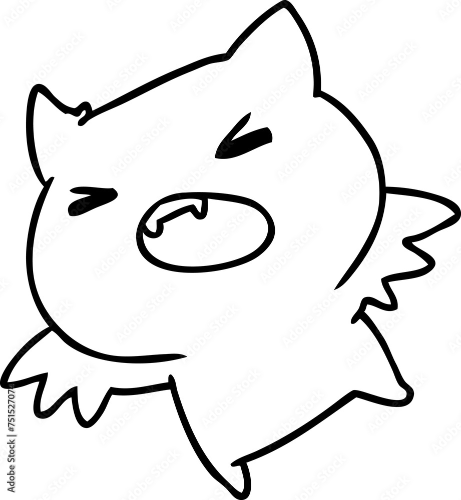 line drawing of a kawaii cute bat line drawing of a kawaii cute bat