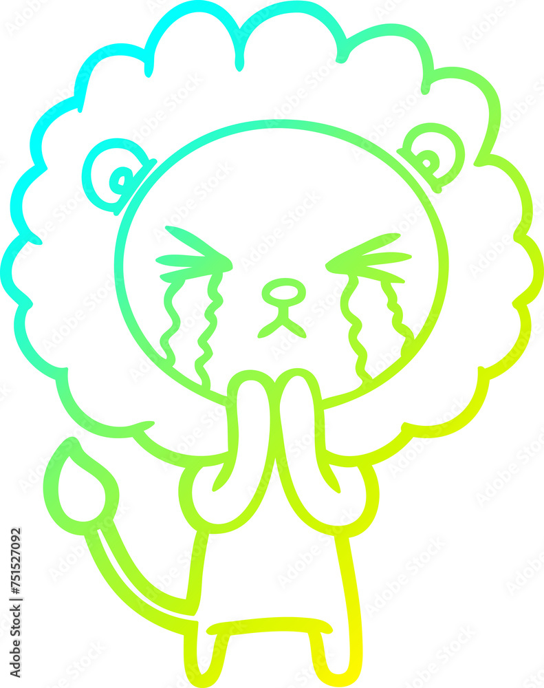 cold gradient line drawing cartoon crying lion praying cold gradient line drawing cartoon crying lion praying