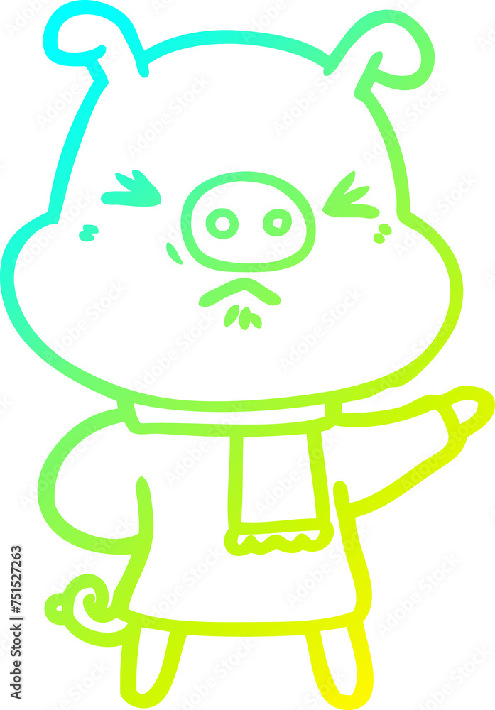 cold gradient line drawing cartoon angry pig cold gradient line drawing cartoon angry pig