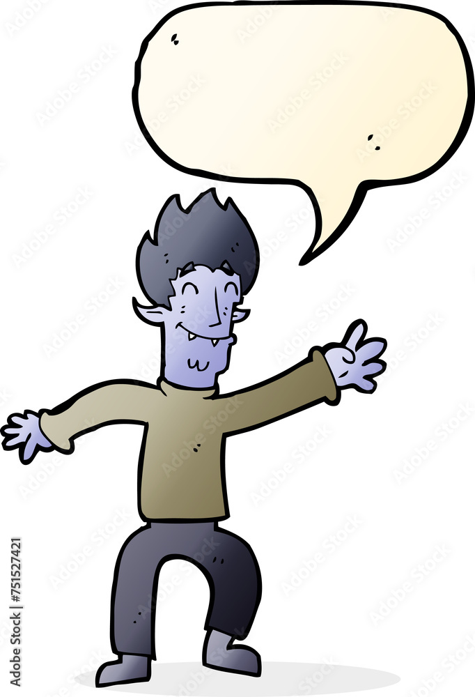 cartoon happy vampire man with speech bubble cartoon happy vampire man with speech bubble
