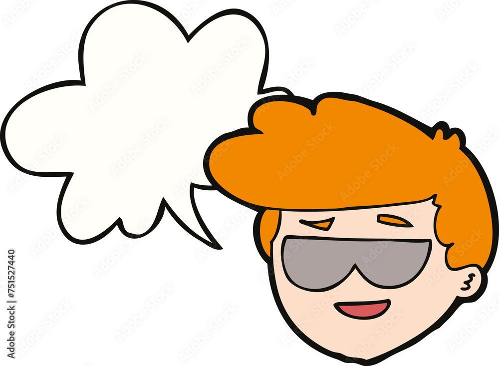 cartoon boy wearing sunglasses and speech bubble cartoon boy wearing sunglasses and speech bubble
