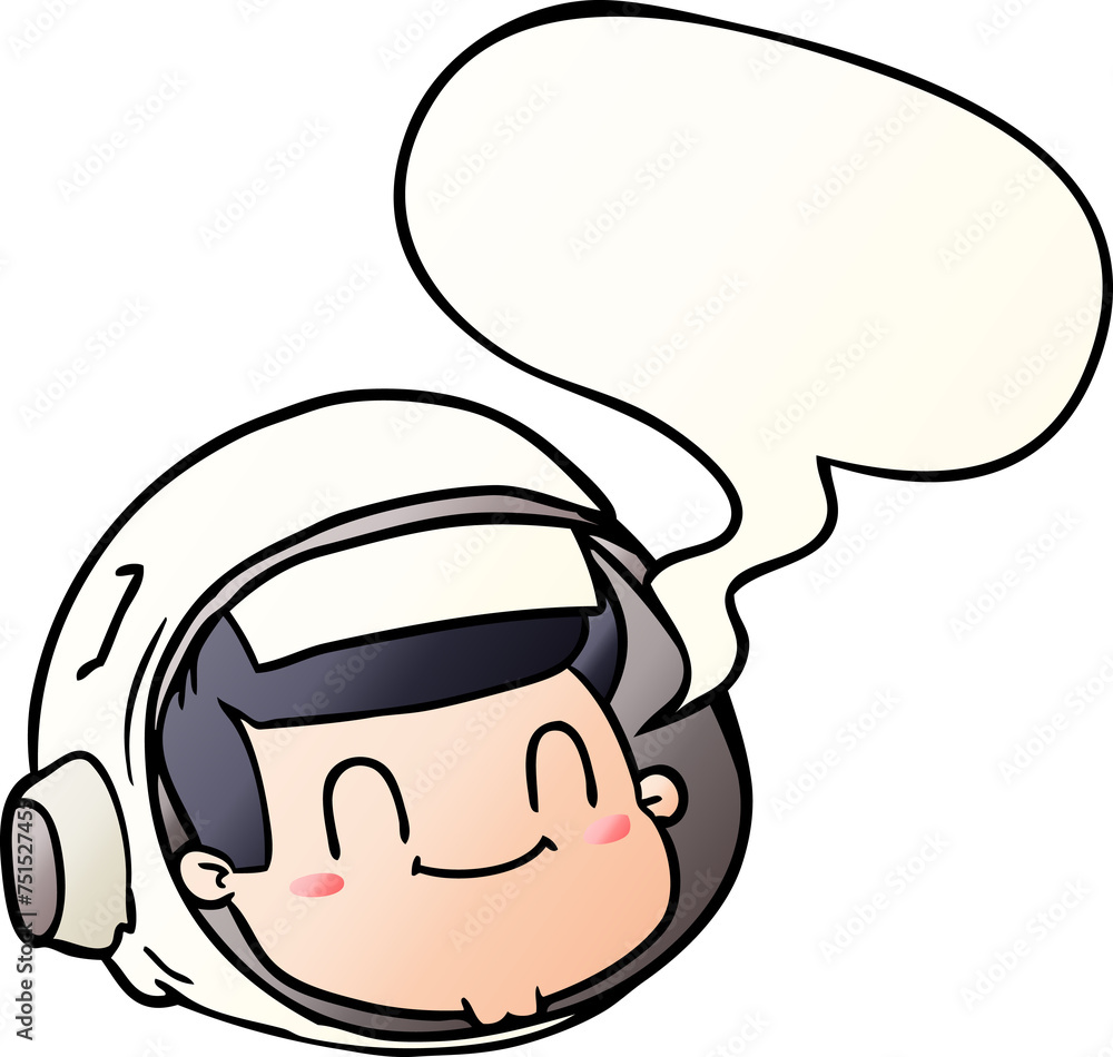 Fototapeta premium cartoon astronaut face and speech bubble in smooth gradient style