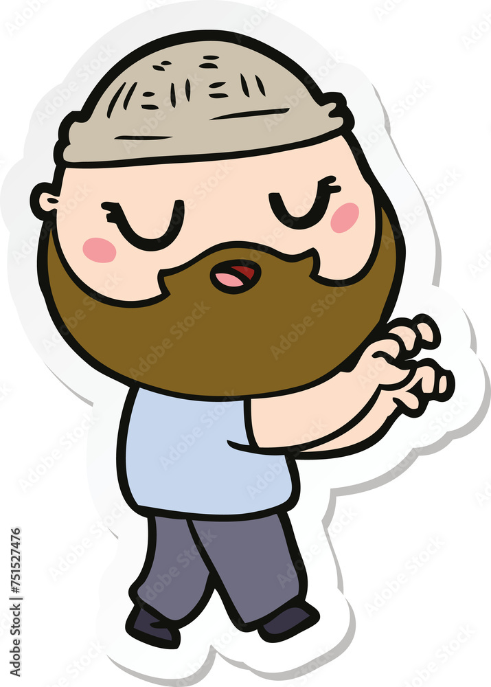 sticker of a cartoon man with beard