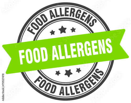 food allergens stamp. food allergens label on transparent background. round sign