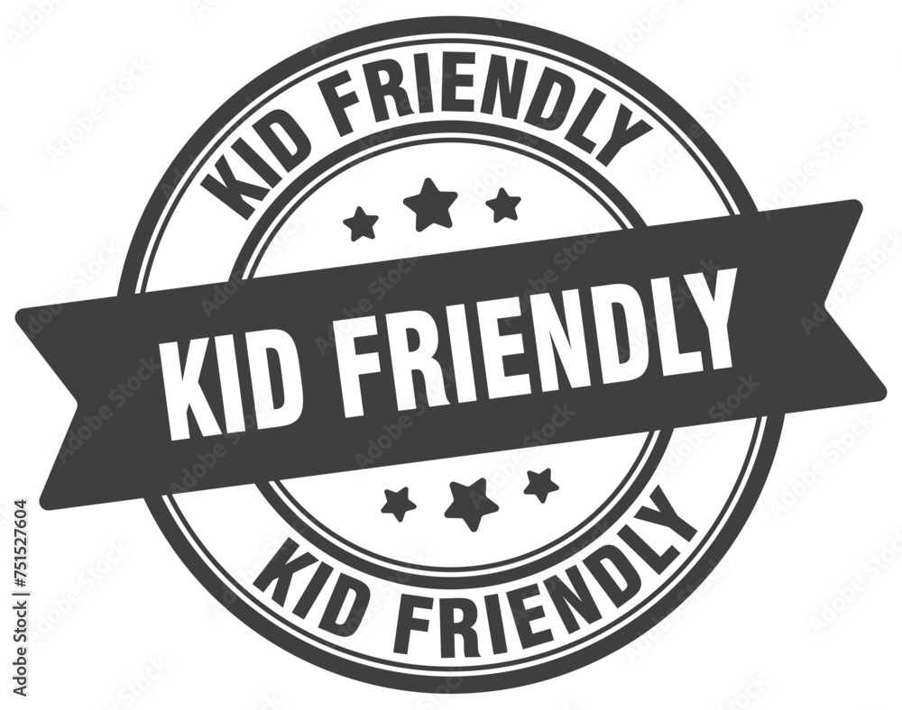 kid friendly stamp. kid friendly label on transparent background. round sign