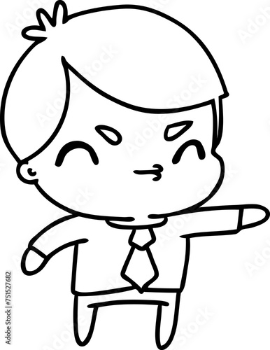 line drawing of a kawaii cute boy