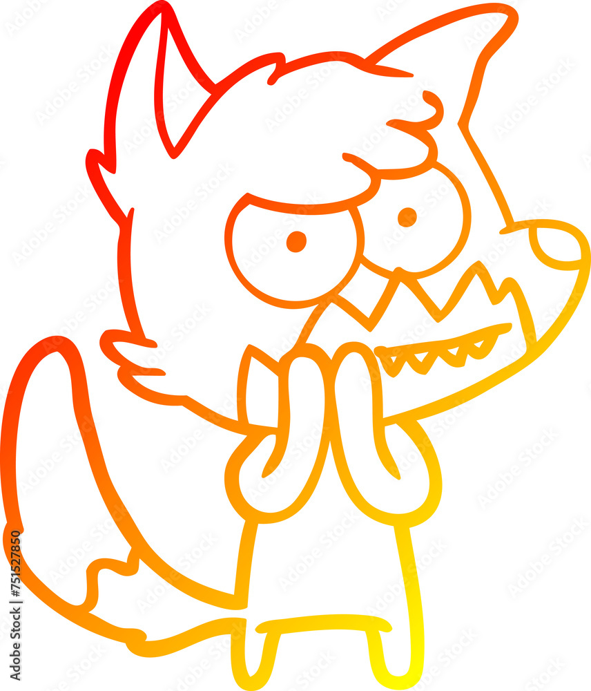 warm gradient line drawing cartoon grinning fox warm gradient line drawing cartoon grinning fox