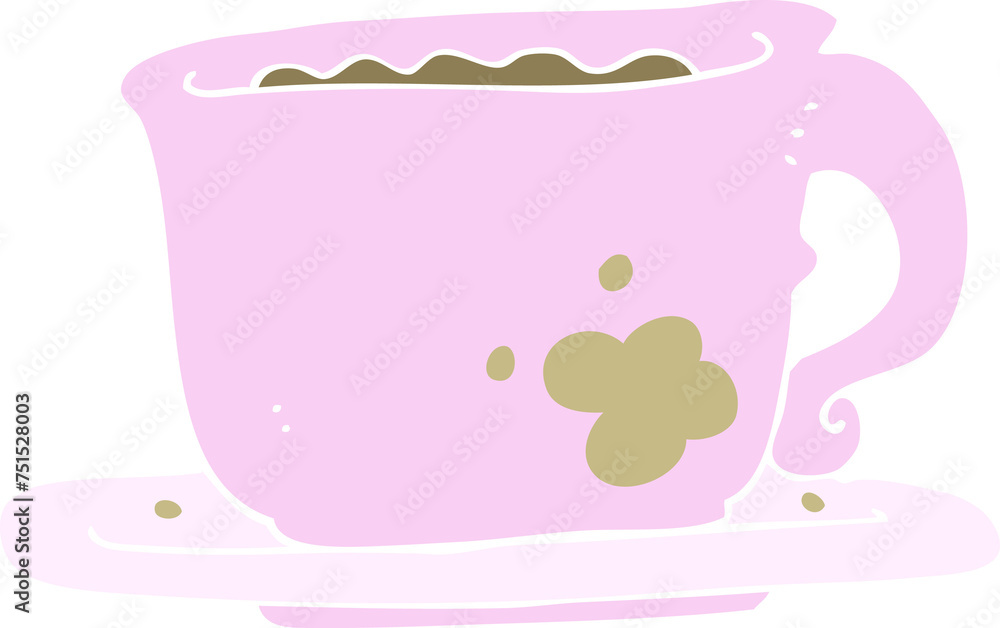 flat color illustration of a cartoon cup of coffee flat color illustration of a cartoon cup of coffee