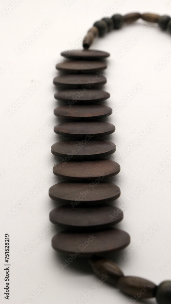 Handicraft necklace made from coconut shells. Handicraft necklace made from coconut shells.
