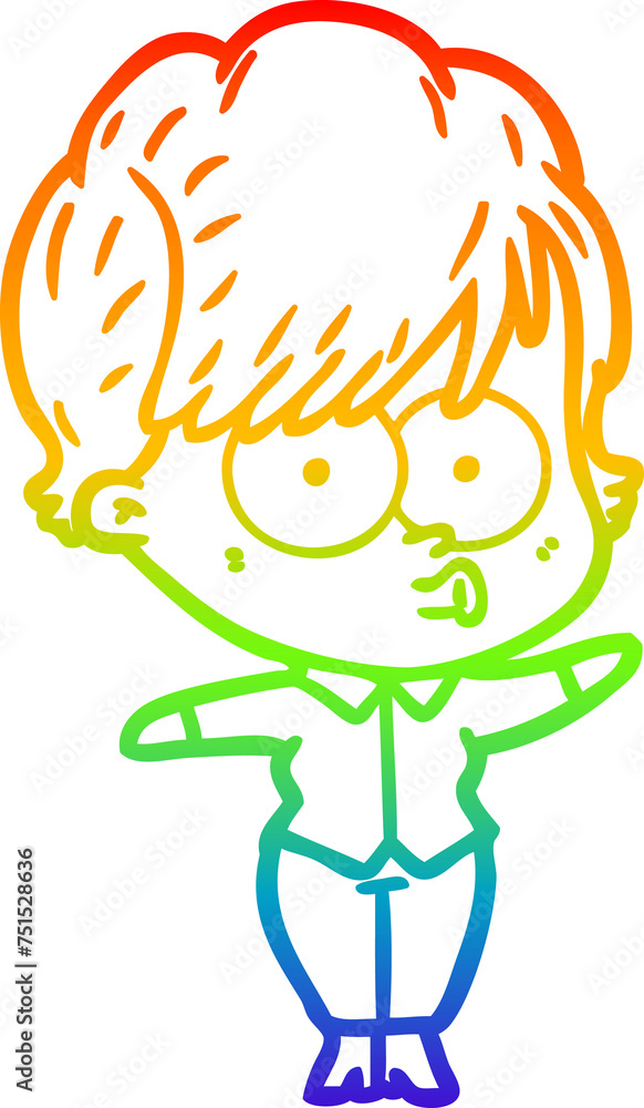 rainbow gradient line drawing cartoon woman rainbow gradient line drawing cartoon woman