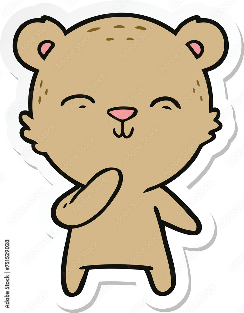 sticker of a happy cartoon bear sticker of a happy cartoon bear