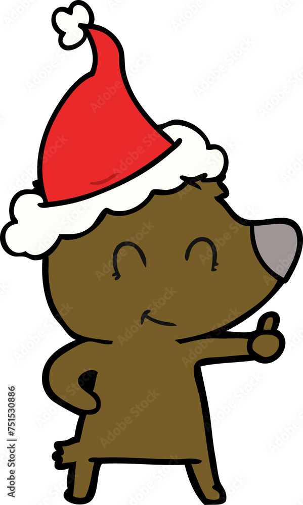 female bear line drawing of a wearing santa hat female bear line drawing of a wearing santa hat