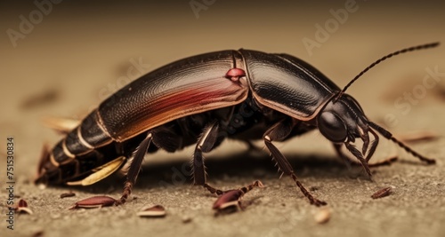  Detailed close-up of a beetle on a textured surface