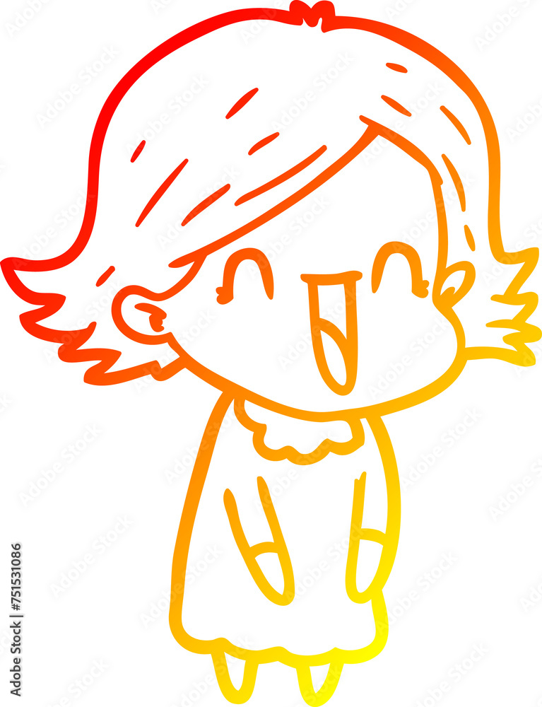 warm gradient line drawing cartoon happy woman warm gradient line drawing cartoon happy woman