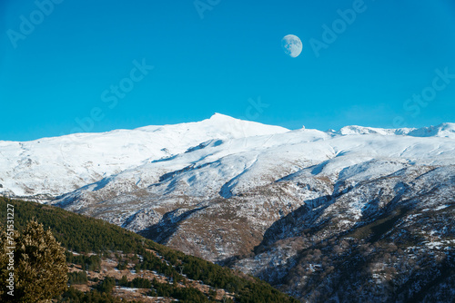 landscape with snow covered mountains