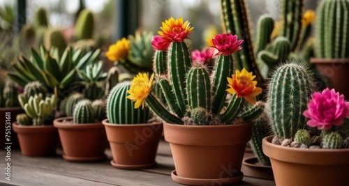  Vibrant cacti bloom in earthy pots