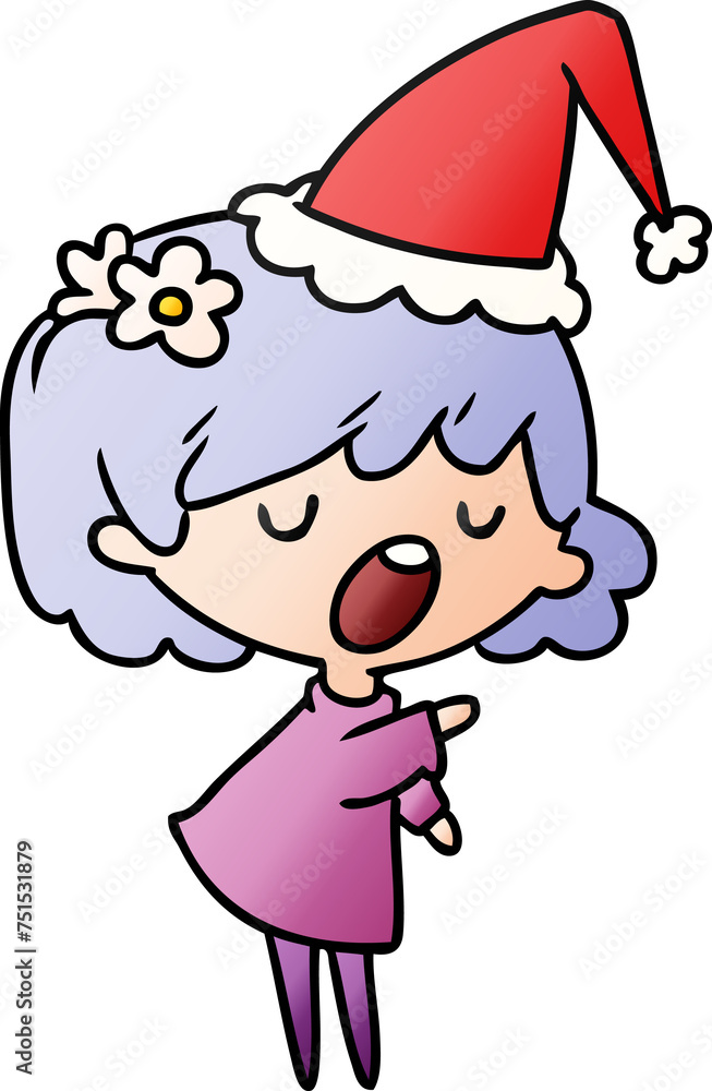 Obraz premium christmas gradient cartoon of kawaii girl