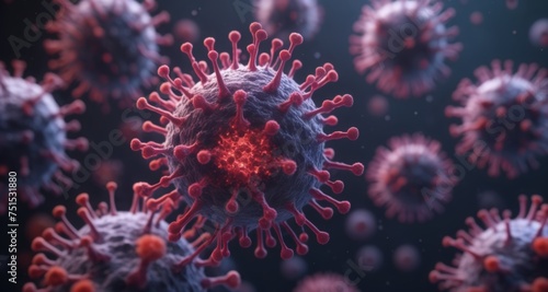  Viral Infection - A microscopic view of a virus in action © vivekFx