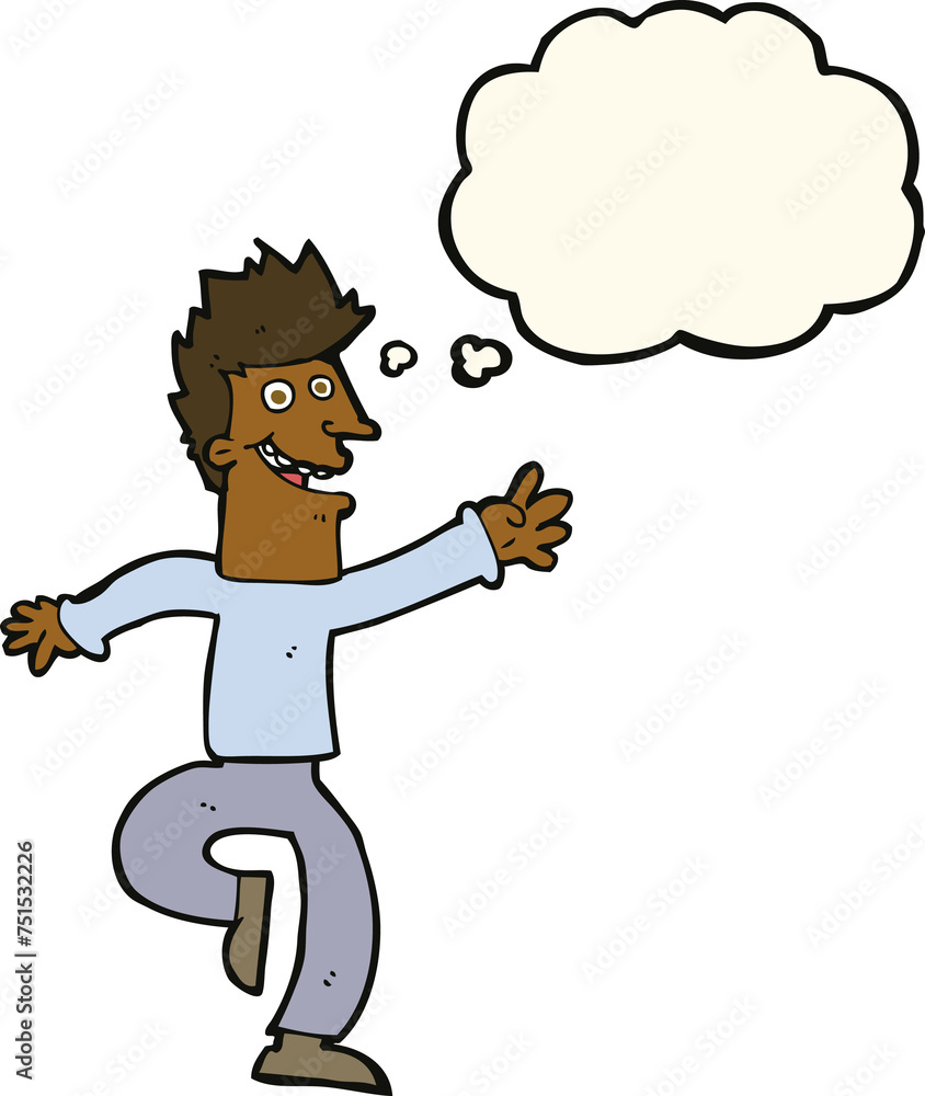 cartoon happy man with thought bubble cartoon happy man with thought bubble