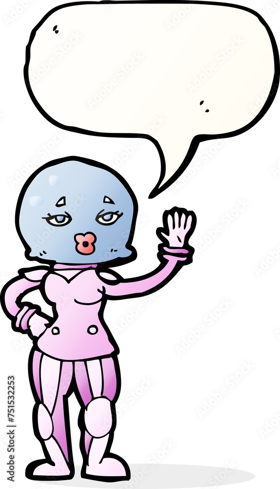 cartoon female astronaut with speech bubble cartoon female astronaut with speech bubble