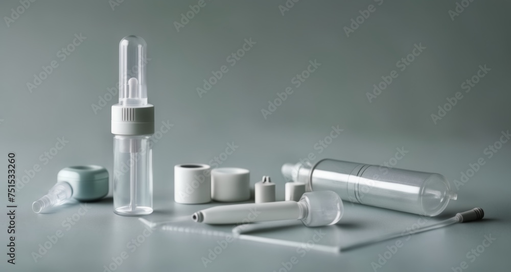 Medical supplies neatly arranged on a clean surface Medical supplies neatly arranged on a clean surface