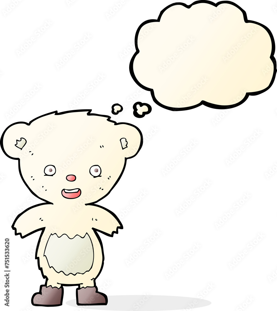 cartoon polar bear cub with thought bubble cartoon polar bear cub with thought bubble