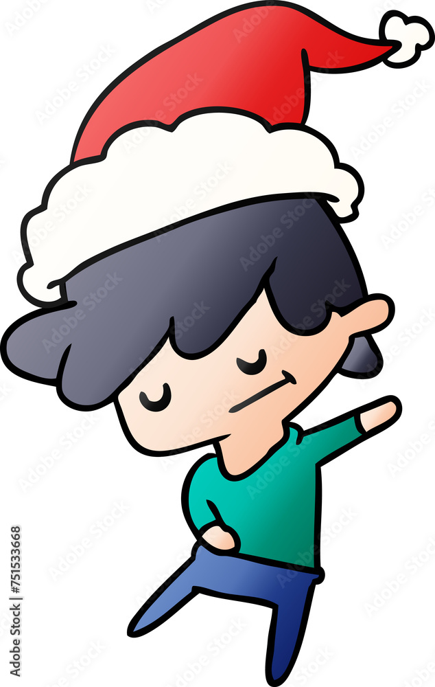 christmas gradient cartoon of kawaii boy