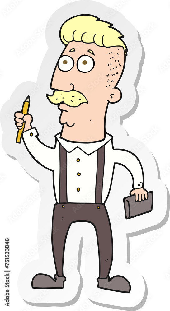 sticker of a cartoon man with notebook sticker of a cartoon man with notebook