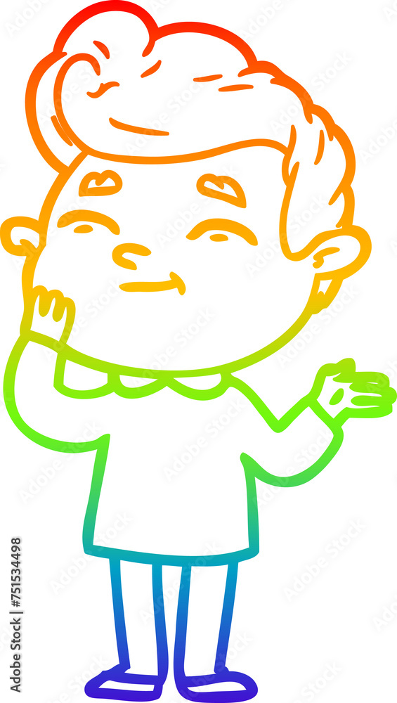 rainbow gradient line drawing happy cartoon man rainbow gradient line drawing happy cartoon man
