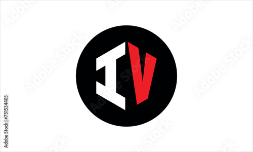 IV initial letter polygon icon gaming logo design vector template. batman logo, sports logo, monogram, falcon, war game, symbol, playing logo, abstract, fighting, typography, icon, minimal, premier 