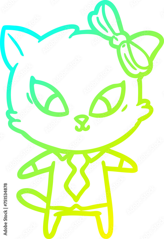 cold gradient line drawing cartoon cat cold gradient line drawing cartoon cat