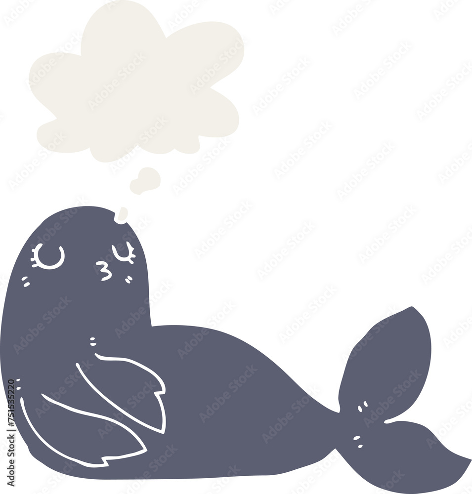 cartoon seal and thought bubble in retro style cartoon seal and thought bubble in retro style