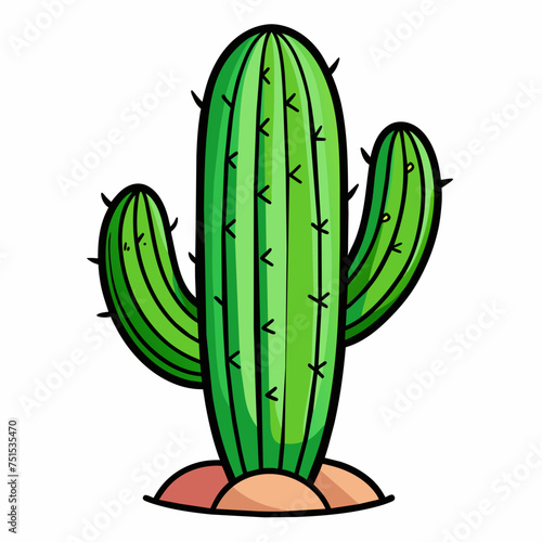 cactus in the desert cartoon doodle cactus illustration. hand drawn