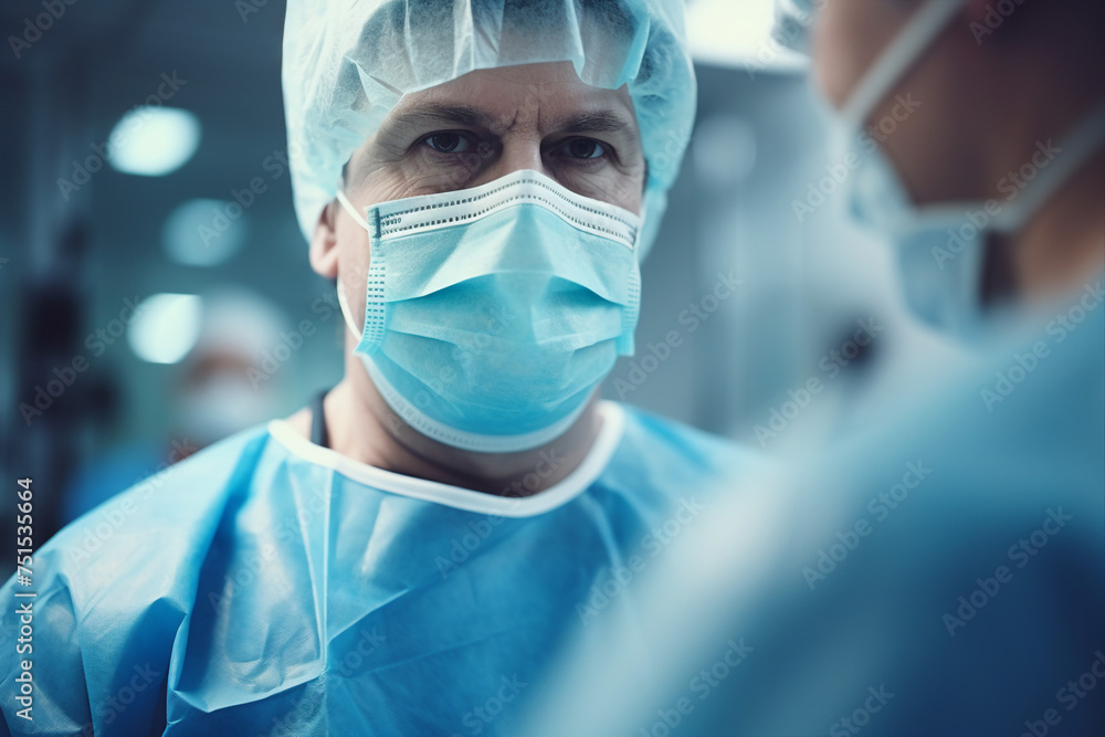 Generative IA picture modern operating room in futuristic surgery clinic team of professionals operating patient Generative IA picture modern operating room in futuristic surgery clinic team of professionals operating patient