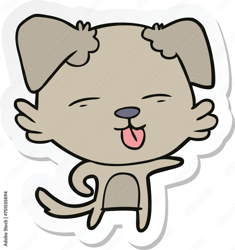 sticker of a cartoon dog sticking out tongue sticker of a cartoon dog sticking out tongue