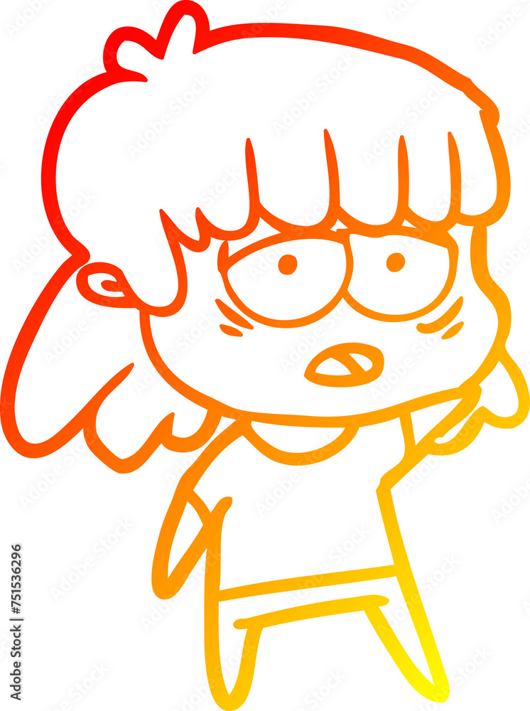 warm gradient line drawing cartoon tired woman warm gradient line drawing cartoon tired woman