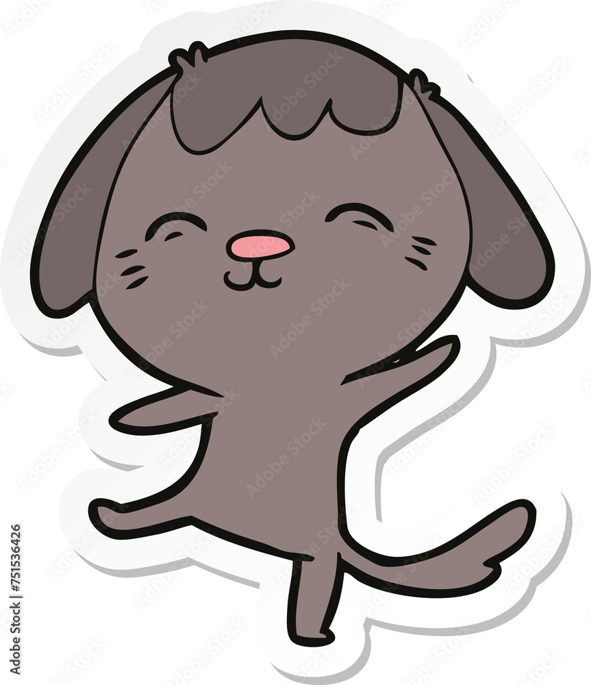 sticker of a happy cartoon dancing dog sticker of a happy cartoon dancing dog
