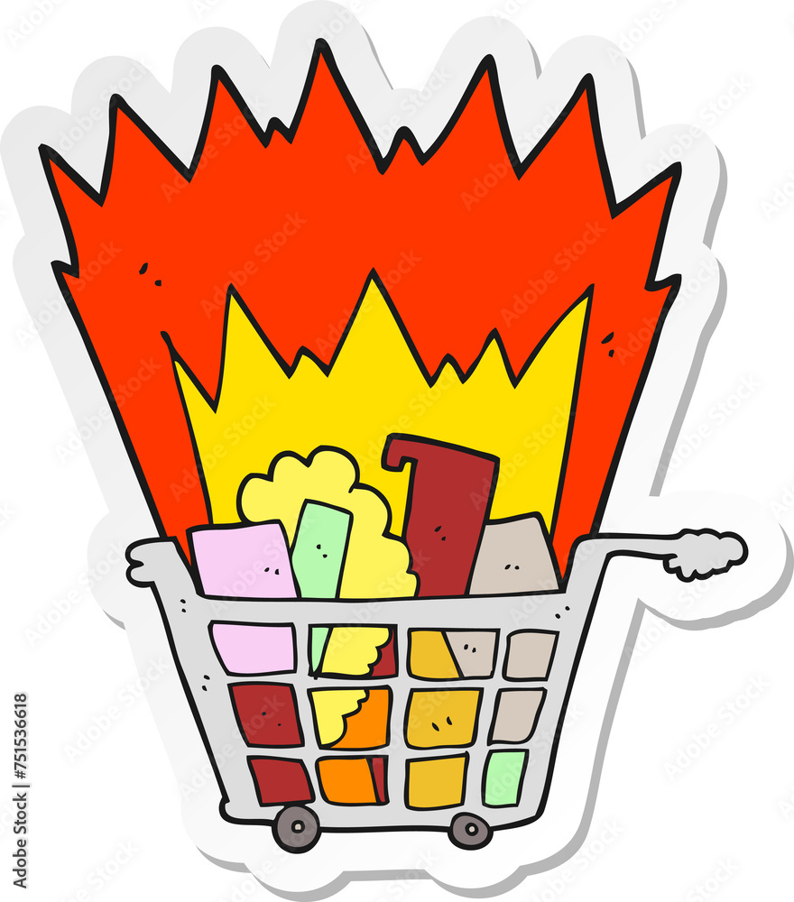 sticker of a cartoon shopping trolley sticker of a cartoon shopping trolley