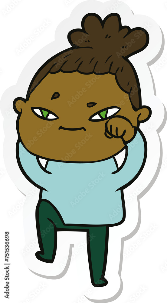 sticker of a cartoon woman sticker of a cartoon woman