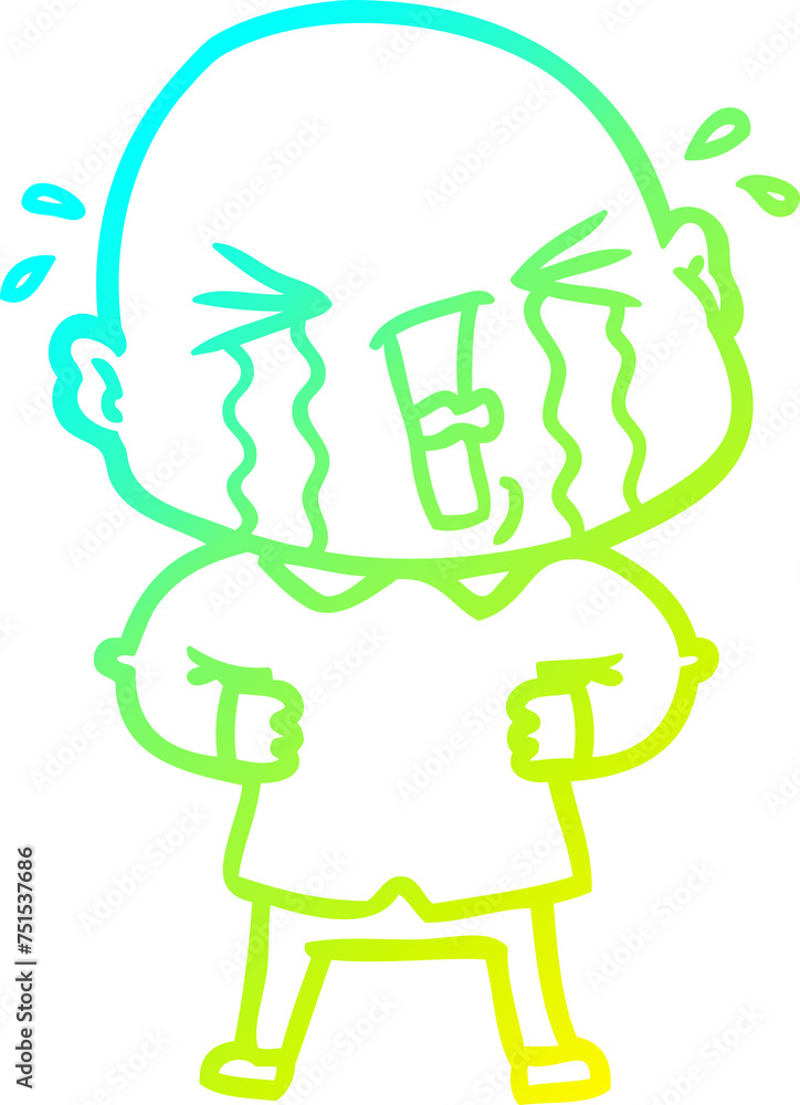 cold gradient line drawing cartoon crying bald man cold gradient line drawing cartoon crying bald man