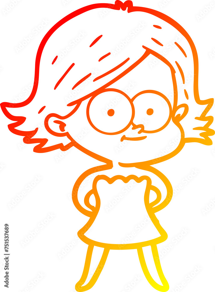 warm gradient line drawing happy cartoon girl warm gradient line drawing happy cartoon girl
